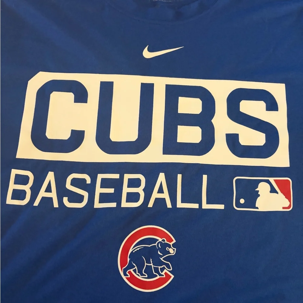 Chicago Cubs Nike Dri Fit T Shirt Mens Large Blue MLB Baseball Performance Tee - Picture 3 of 6